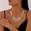 Elegant Multi-layer Chain Vintage Bow Collarbone Chain Fashion Imitation Pearl Necklace  Gift