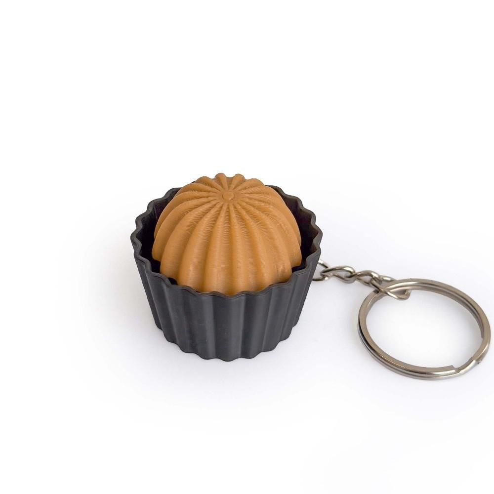 Waterproof 3D Printed Cake Clicker Key Chain Pendant Mini Cartoon Sensory Clicker PLA Biscuit Funny Fidget Sport Lover Gift