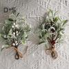 Искусственная ветка омелы, рождественское подвесное украшение из искусственной омелы с бантом, блестящими листьями, имитация ветки омелы для гирлянды, букета, двери
