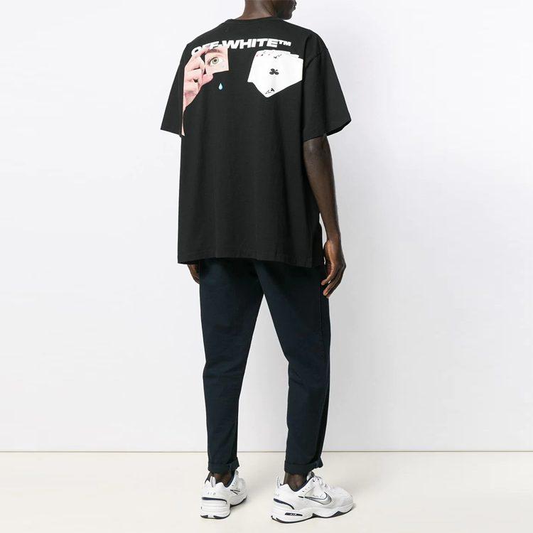 OFF WHITE Хлопковая футболка с принтом Hand Card OMAA038E191850111088