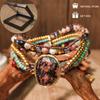 Богемный стиль натуральный императорский камень трехслойный плетеный вручную браслет, винтажный дизайн, подходит для повседневной носки, отпусков, путешествий или в качестве подарка.