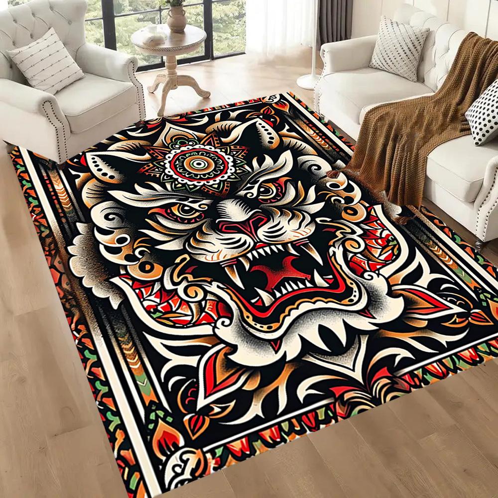 Tattoo Style 25 Floor Rug Office Rug Design for Foyer Dormitory Playrooms Balcony Antislip Carpet Office home decor