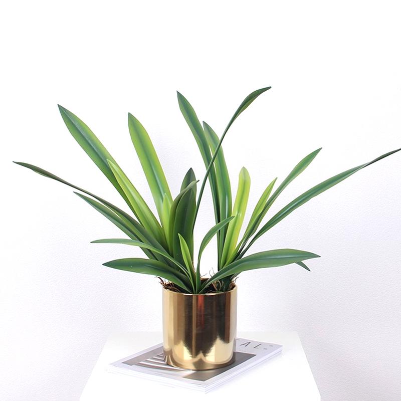 1 шт. Искусственный цветок, украшение торгового центра, мягкая резина, домашний декор, имитация зеленых растений, сделай сам, искусственные листья цимбидиума, пластик