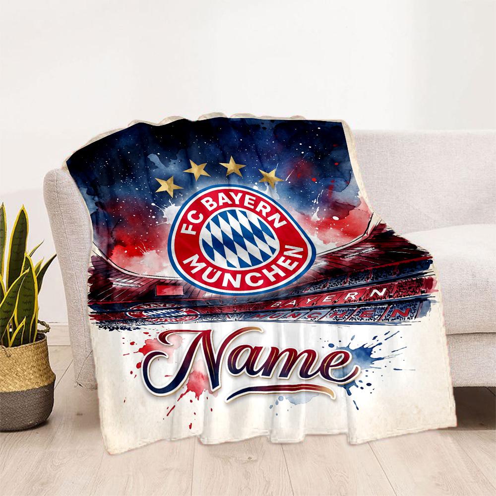 Bayern Munich Fan Artwork Customize Text Blanket Gift Personalized Blanket Durable Comfort Versatile for Bed Nap Seaside Sofa for All Occasions