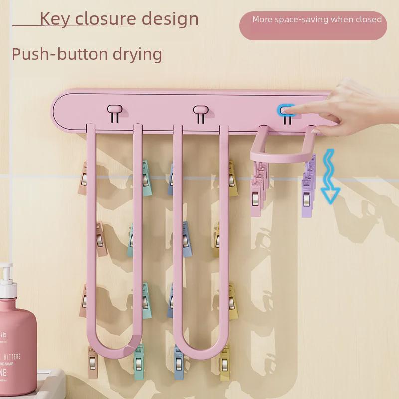 Складная сушилка для одежды: Ветрозащитная вешалка с 24 зажимами для носков, нижнего белья, для использования на балконе и в ванной