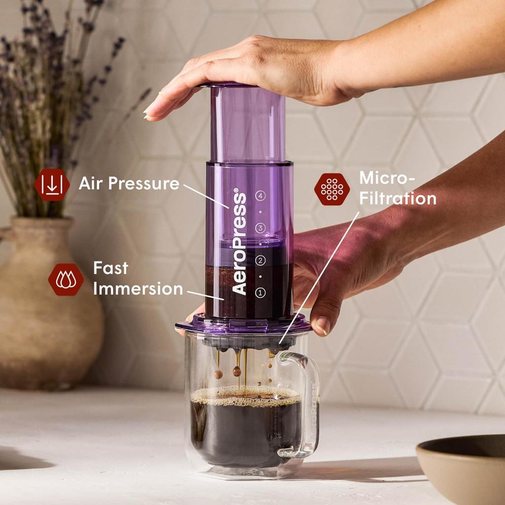 [Оригинальный продукт для внутреннего рынка] Кофеварка AeroPress (фиолетовый) с фильтром, френч-пресс, эспрессо, холодный кофе, небьющееся давление при экстракции.