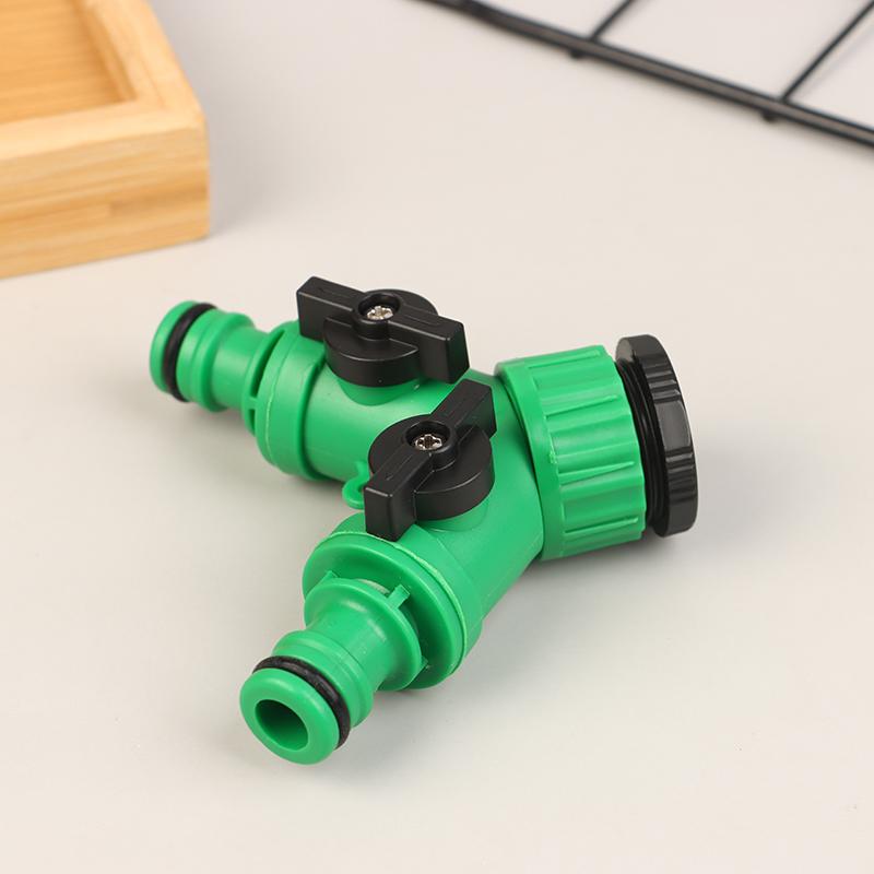 2-Way Garden Tap Water Splitter 3/4" Female Thread Garden Hose Y Type Watering Adjustable Switch Water Controller Valve