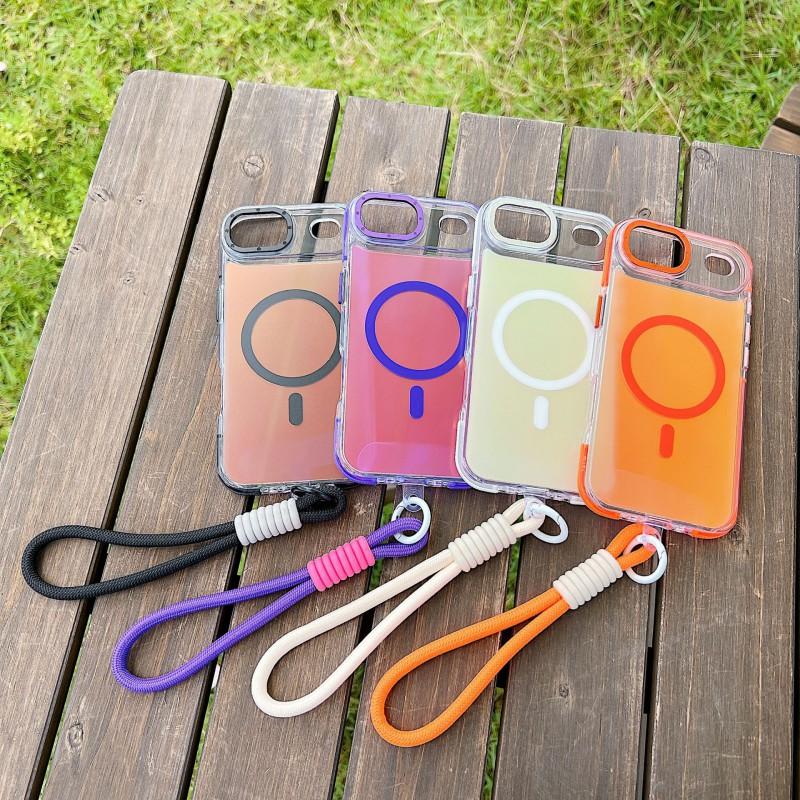 Magnetic Phone Case IPhone 18 Pro Max Laser Textured Anti-Scratch Shockproof Cover With Stand