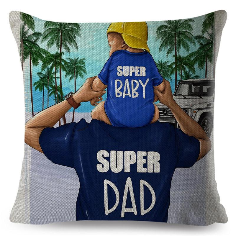Модный милый мультяшный чехол для подушки Super Mama, льняной чехол 45*45 см, декор для мамы и ребенка, наволочка для дивана, дома, наволочка для суперпапы