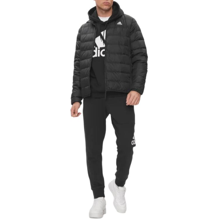 Adidas Essentials Light Down Jacket Solid Color Stand Collar Zipper Long Sleeve Jacket Men Jacket Black HZ5730