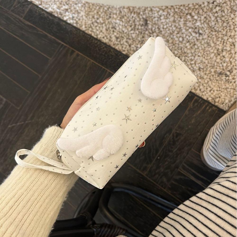Y2k Wings Star Dots Pencil Case Desktop Storage Pencil Pouch Korean Style Pen Bag School