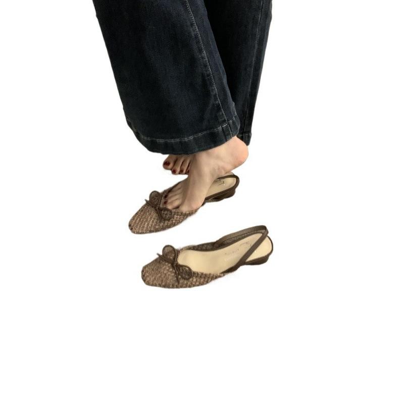 Ретро нишевая плетеная сумка на толстом каблуке, сандалии с открытым носком, женская обувь 2025, новая летняя черная дышащая обувь на квадратном каблуке