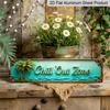 Плоская 2D винтажная алюминиевая декоративная табличка 'CHILL OUT ZONE' - Декор с изображением пальмы и волны, 3,9x15,7 дюйма, Легкая установка с предварительно просверленными отверстиями