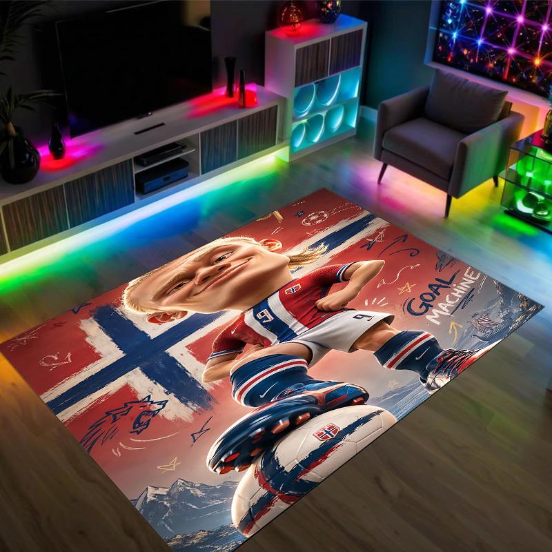 Erling Haaland Design Crystal Velvet Carpet Cozy Non?Slip Printed Rug For Bedroom Living Room Entrance