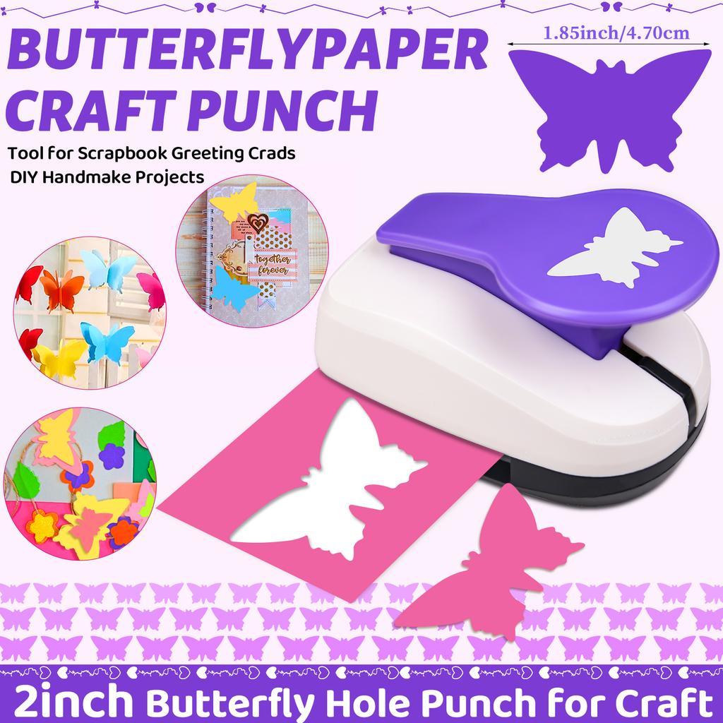 3pcs Paper cutter for crafts Hole Puncher Punches Tool Set 3/8 5/8 1 inch Butterfly Paper Shape for card making custom scrapbook