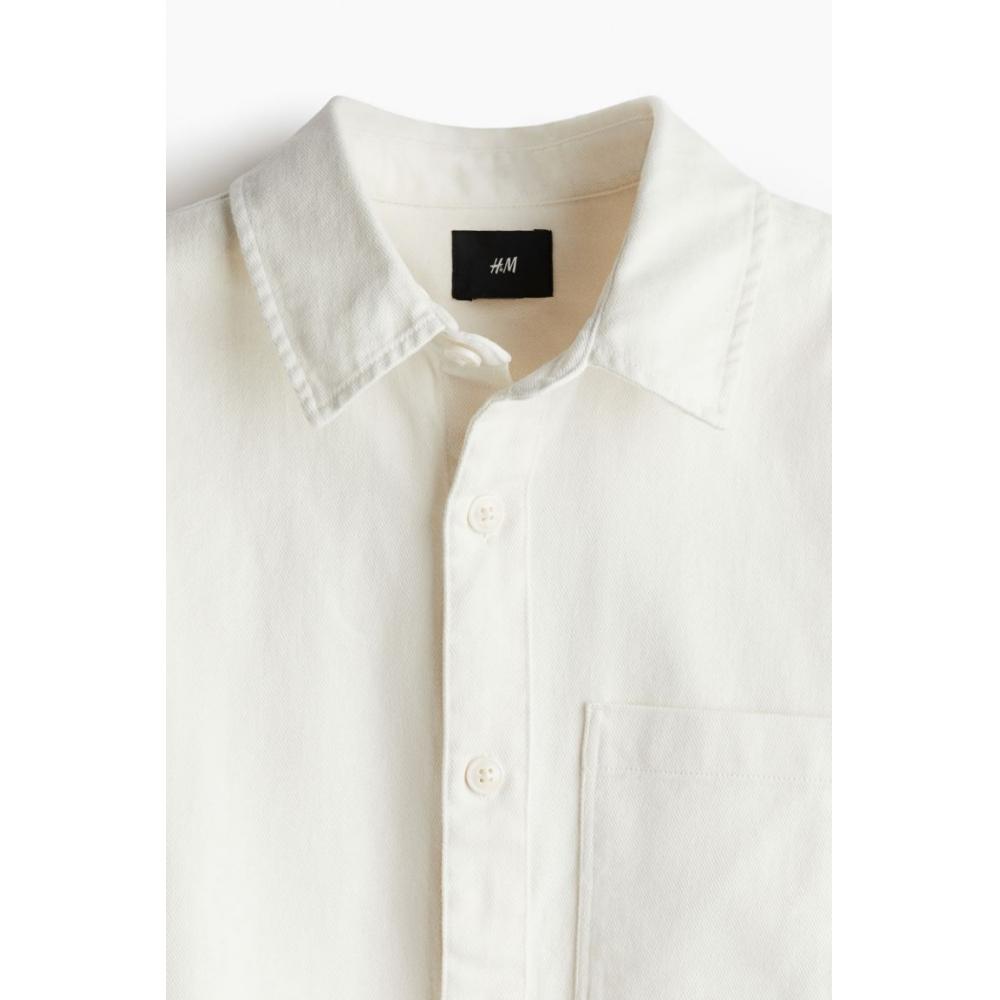 Рубашка из хлопкового твила HM Regular Fit белая