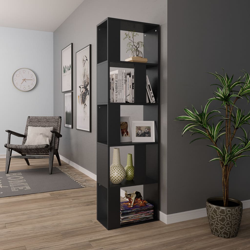 Bookshelf Room Divider Black 45 x 24 x 159 cm Particleboard