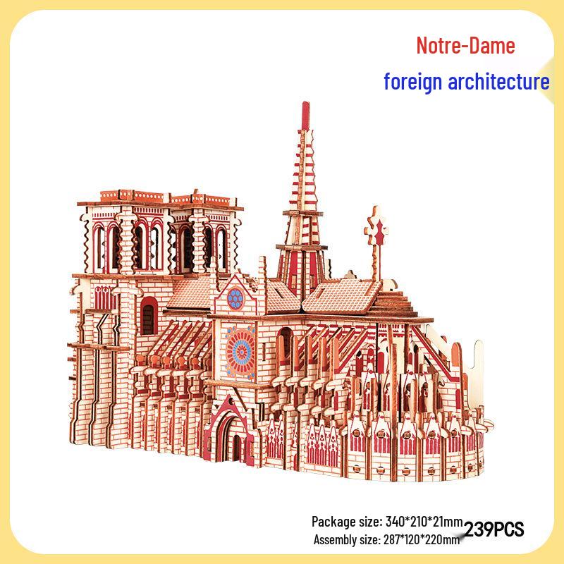 3D Wooden Puzzle House: Adult & Children's Educational DIY Building Blocks