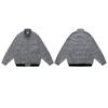 American Vintage Checkered Stand Collar Wool Blend Jacket Loose Fit Casual Outerwear Men