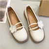 Fashion Mary Jane Flat Bottom Single Shoes 2024 Summer New Fashion Flower Retro Comfortable Breathable Small Leather Shoes Women's