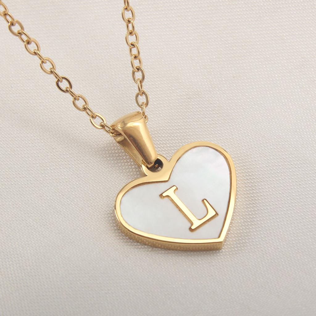 MHS.SUN Stainless Steel Heart Initial Necklace for Women Girls Gold Plated A-Z 26 Letter Pendant Choker Jewelry Birthday Gifts