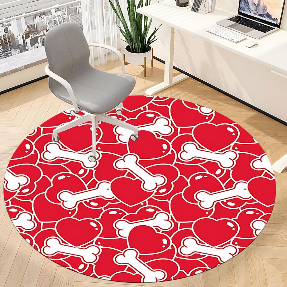 1pc Heart Bone Pattern Chair Carpet for Office Machine Washable Rug for Office, Good Gift for Family or Friends yy251225194