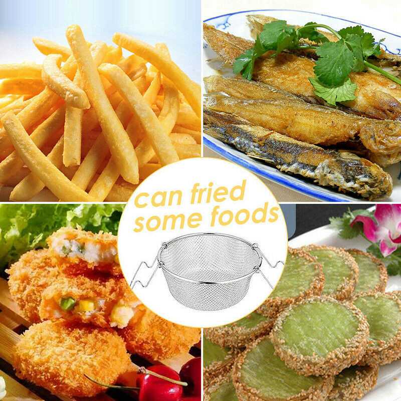 Stainless Steel Serving Basket French Fries Round Fried Basket Mesh Chips