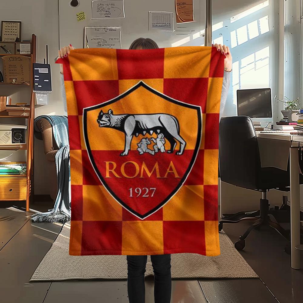 1pc A.S Roma Print Flannel Blanket, High quality Comfortable for All Seasons, Home Decor, Warmth and Comfort, Perfect for Christmas Gifts01