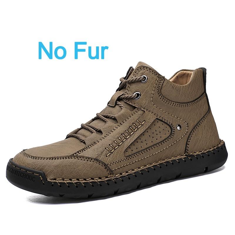 Hot Sale High Quality Casual Leather Ankle Boot Men 2024 New Outdoor Antiskid Sneakers Luxury Winter Fur Plush Motorcycle Boots