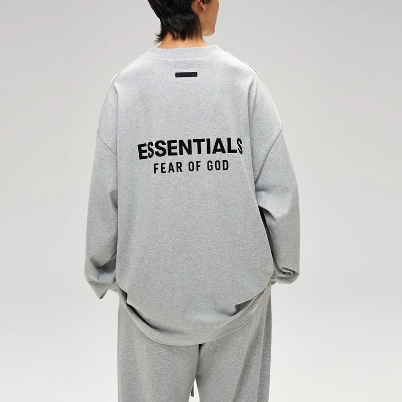 Fear of God Джерси Essentials с длинным рукавом, светло-серый, мужские топы 125HO244378F