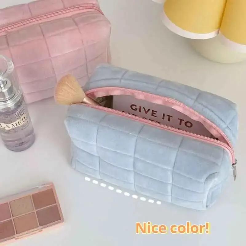 1pc Pink/White/Blue Pillow Design Cosmetic Bag Pencil Case Pen Pouch Large-capacity Student Storage Pencil Case