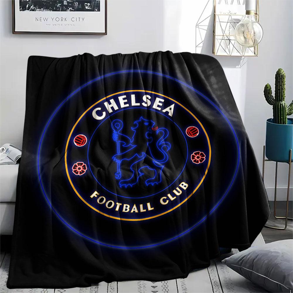 Chelsea Printed Flannel Blanket, soft throw for bedroom sofa, washable,soccer fan merchandise, great gift.
