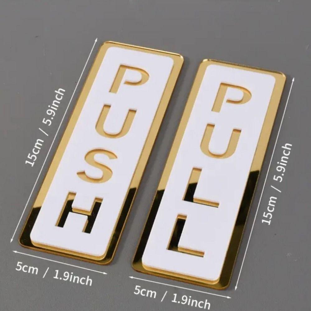 2Pcs 3D Sliding Door Logo Acrylic Restaurant Pull Stickers Push Pull Door Sign  Home Decoration