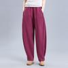 Cotton Linen Draping Bloomers Women's Summer Vintage Loose Wide-leg Casual Radish High-waisted Linen Pants