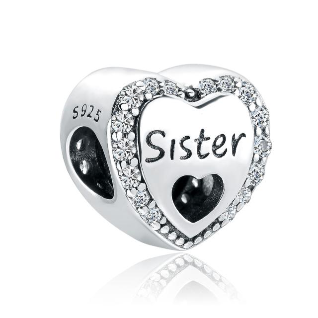 925 Sterling Silver Metal Beads Sister Pendant Family Flower Charm Fit Original Charms Silver 925 Bracelet Genuine Gifts