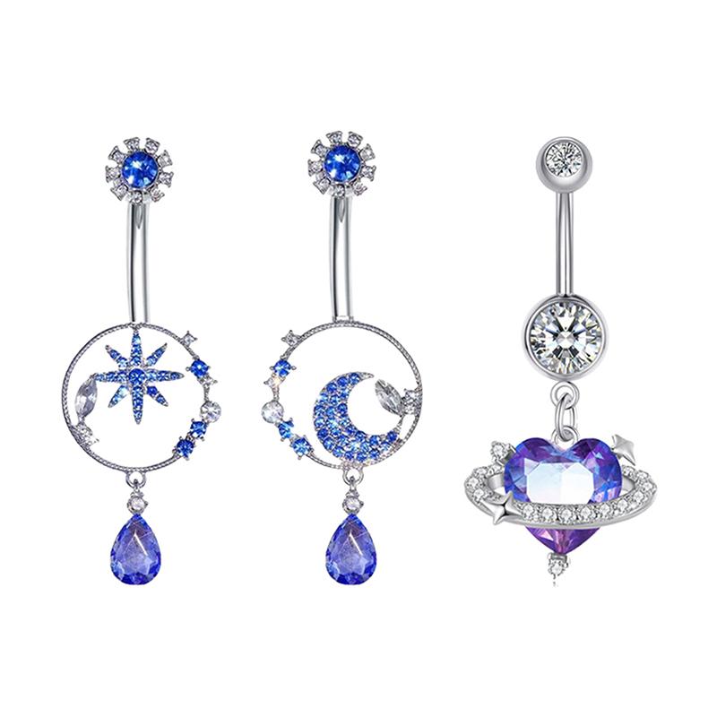 1/7 шт. Подвеска-кольцо для пупка для девочки из нержавеющей стали, пирсинг пупка, луна, сердце, любовь, планета, бабочка, кольцо для живота