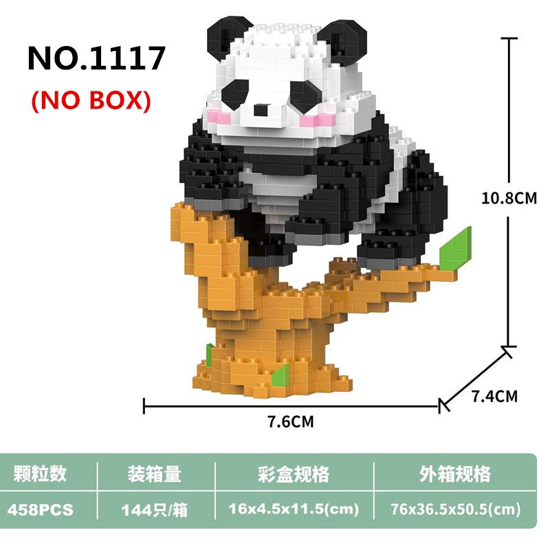 Kawaii Panda Series Micro Particle Building Block Creative Cute Animals DIY Assembled Bricks Toys For Chillren Christmas Gift