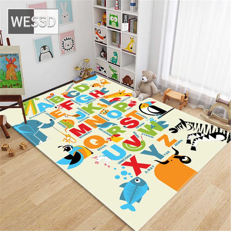 Мультфильм Буква Номер Животное Головоломка Игровой Коврик Симпатичные Детские Коврики Спальня Большой Ковер Мягкий