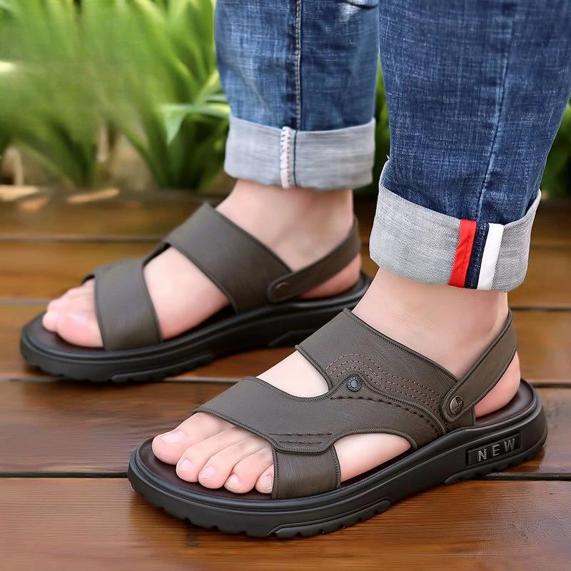 Модная нескользящая обувь для мужчин, дышащие мужские сандалии, повседневное использование, лето 2024, распродажа, большой размер, босиком, дешевая распродажа, корейский стиль, цвет V
