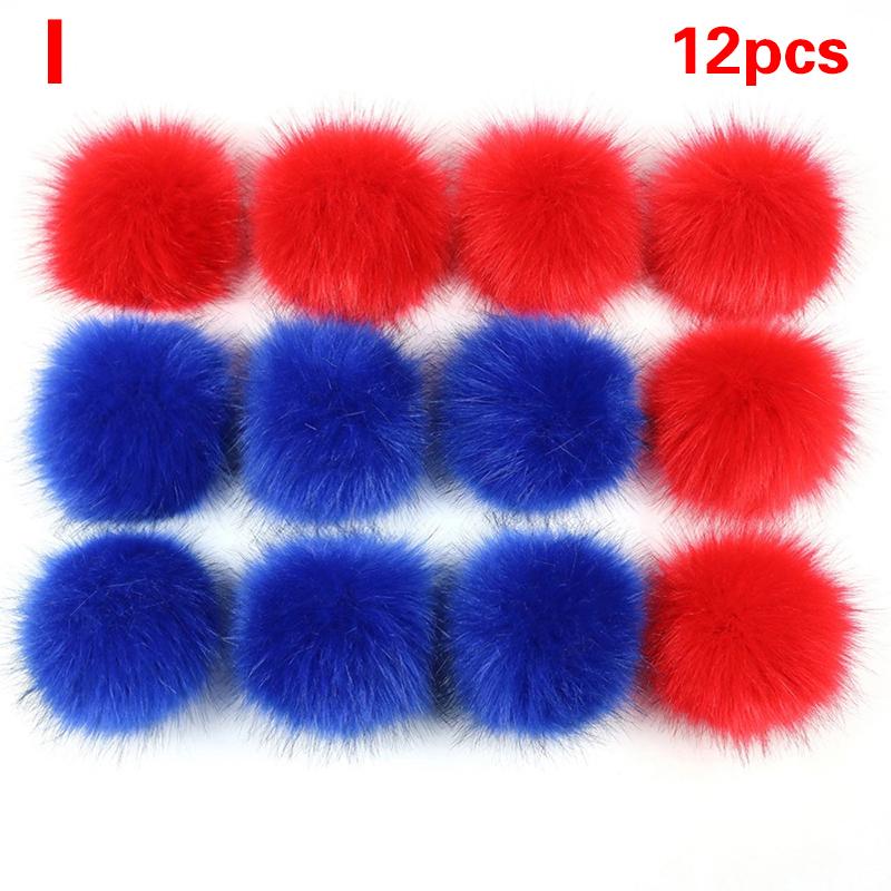 12 шт. 8 см Разноцветные искусственные меховые помпоны для шапки, помпоны из искусственного лисьего меха для обуви, DIY, ручная работа, аксессуары для шапок и одежды
