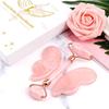 Natural Rose Quartz Jade Roller Gua Sha Set Face Beauty Lifting Jade Massager Gouache Scraper Skin Care Tools With Box