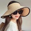 Summer Large Brim Lafite Grass Empty Hat Women's Sun Protection Straw Hat Long Streamer Bow Sun Hat Sun Hat