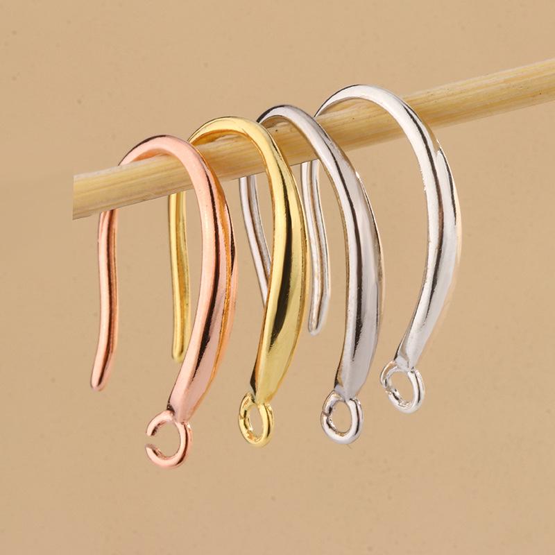 Tingxiang DIY Серьги-крючки из стерлингового серебра S925, гладкие, широкие, для изготовления украшений вручную.