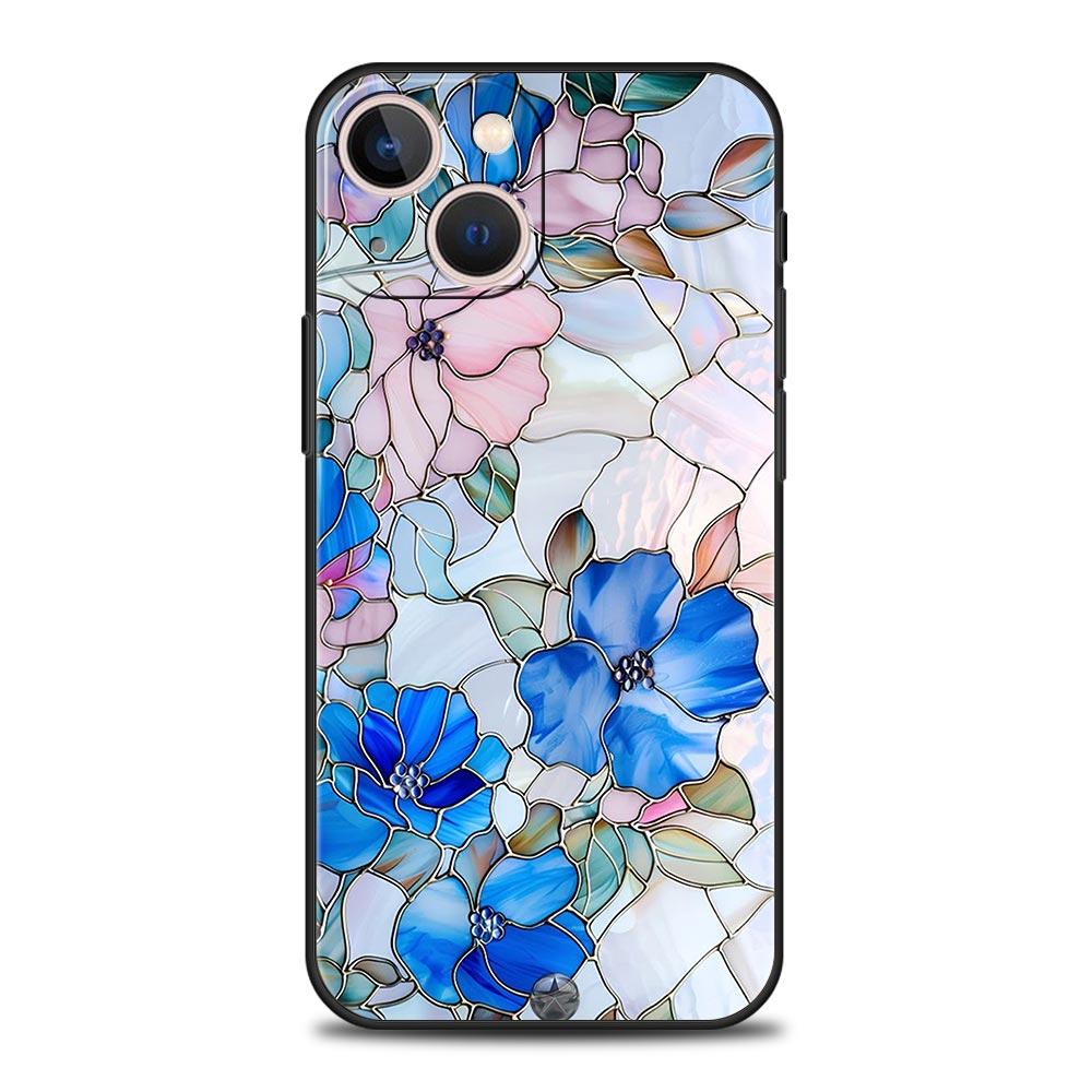 Модный чехол для телефона с цветочным узором для iPhone 17 16 15 Pro Max 11 12 13 14 7 8 Plus SE 2020 X XR XS, мягкий, черный