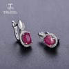 Bolaijewelry Classic Design Africa Ruby Clasp Earring Natural Precious Gemstone 925 Sterling Silver Jewelry for Women Lady Nice Gift
