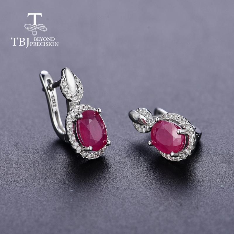 Bolaijewelry Classic Design Africa Ruby Clasp Earring Natural Precious Gemstone 925 Sterling Silver Jewelry for Women Lady Nice Gift