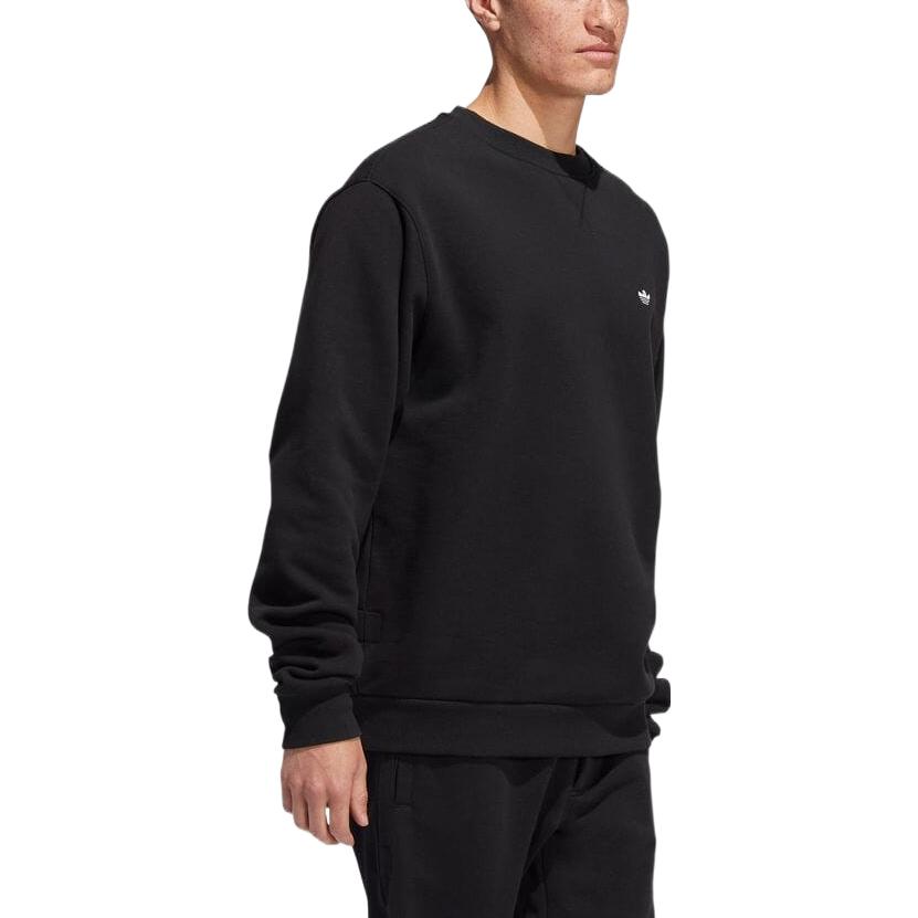 Adidas Оригинальный свитшот с круглым вырезом и вышитым логотипом в виде трилистника, топы унисекс, черный HK9868