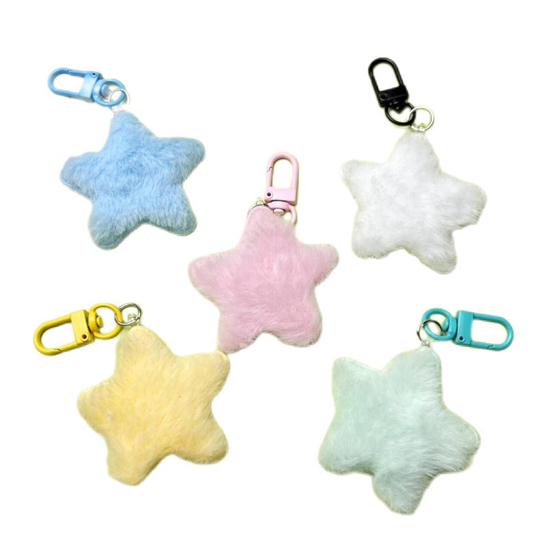 Candy Color Plush Star Keychain Soft Stuffed Stars Keyring Pentagrams Plush Key Chains Backpack Pendant Bag Decoration