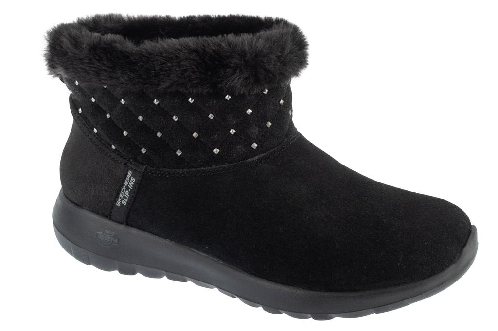 Skechers Слипоны: Радость в движении - Уютный блеск, Женские черные зимние ботинки