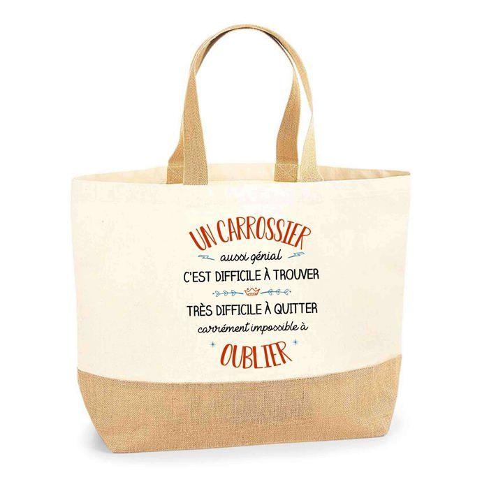 Tote bag en jute - PLANETEE - Un Carrossier aussi génial - Prénom personnalisable - Jute naturel - Fabriqué en France